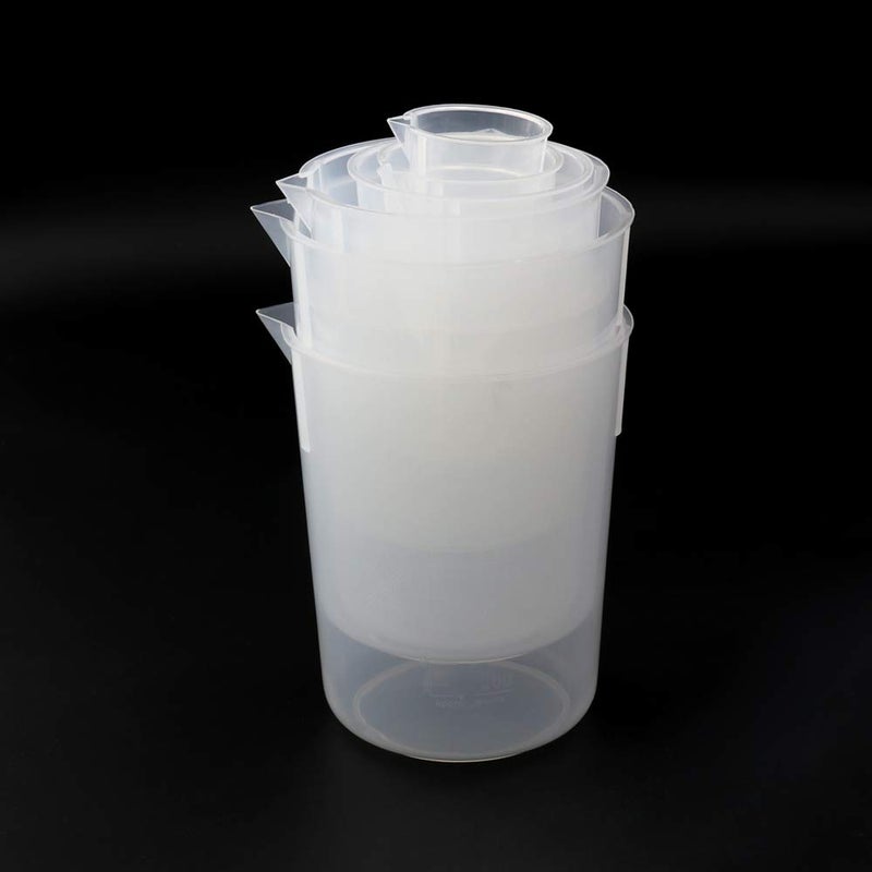 ULAB Scientific Plastic Beaker Set, 5 Sizes 50ml 100ml 250ml 500ml 1000ml, 2pcs for Each Size, Stackable with Spout, Molded Graduation, UBP1007 - Image 3
